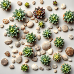Vintage succulent set on white background, perfect for holiday decoration or recipe inspiration