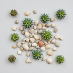 Vintage succulent set on white background, perfect for holiday decoration or recipe inspiration