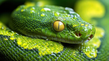 Fototapeta premium Green Python Scales Texture Close-Up Intricate Natural Design