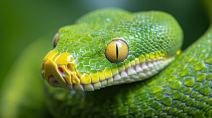 Fototapeta premium Green Python Scales Texture Close-Up Intricate Natural Design