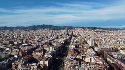 Incredible 4K drone footage showcasing the vibrant city of Barcelona, Spain. Experience breathtaking aerial views of its iconic architecture, coastlines, and lively streets