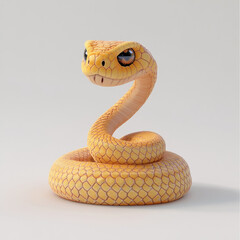 Fototapeta premium 3D cartoon. A snake, on a solid white background