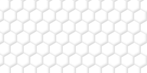 Naklejka premium Abstract pattern with hexagonal white and gray technology line paper background. Hexagonal 3d vector grid tile and mosaic structure simple style hexagonal graphic concept. Futuristic surface design. 