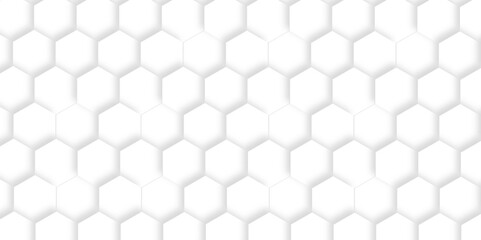 Abstract pattern with hexagonal white and gray technology line paper background. Hexagonal 3d vector grid tile and mosaic structure simple style hexagonal graphic concept. Futuristic surface design.	
