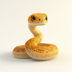 Fototapeta premium 3D cartoon. A snake, on a solid white background