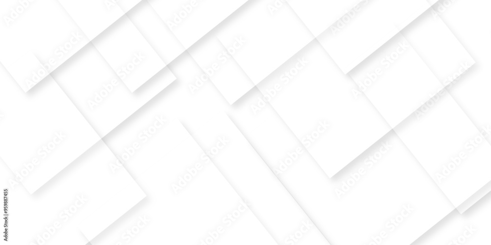 Poster abstract white and grey geometric overlapping square pattern background with shadow. paper texture d