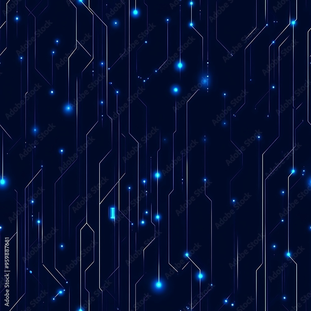 Poster abstract blue circuit pattern on dark background, showcasing technology and digital innovation, perf
