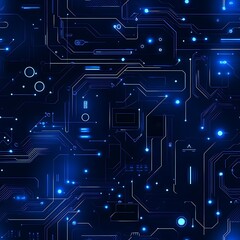 Abstract blue circuit board design with glowing elements, perfect for technology and digital themes in modern projects.