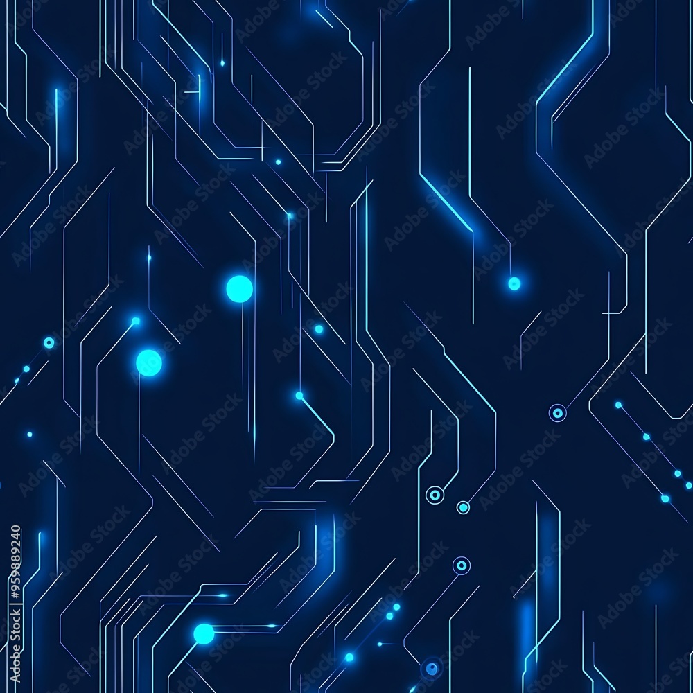 Poster futuristic digital background featuring abstract blue circuitry and glowing elements for technology 