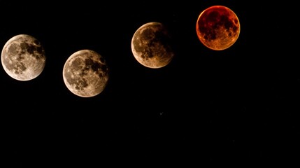 Obraz premium Lunar eclipse casting a deep red shadow over the moon as seen through a telescope during this rare celestial alignment