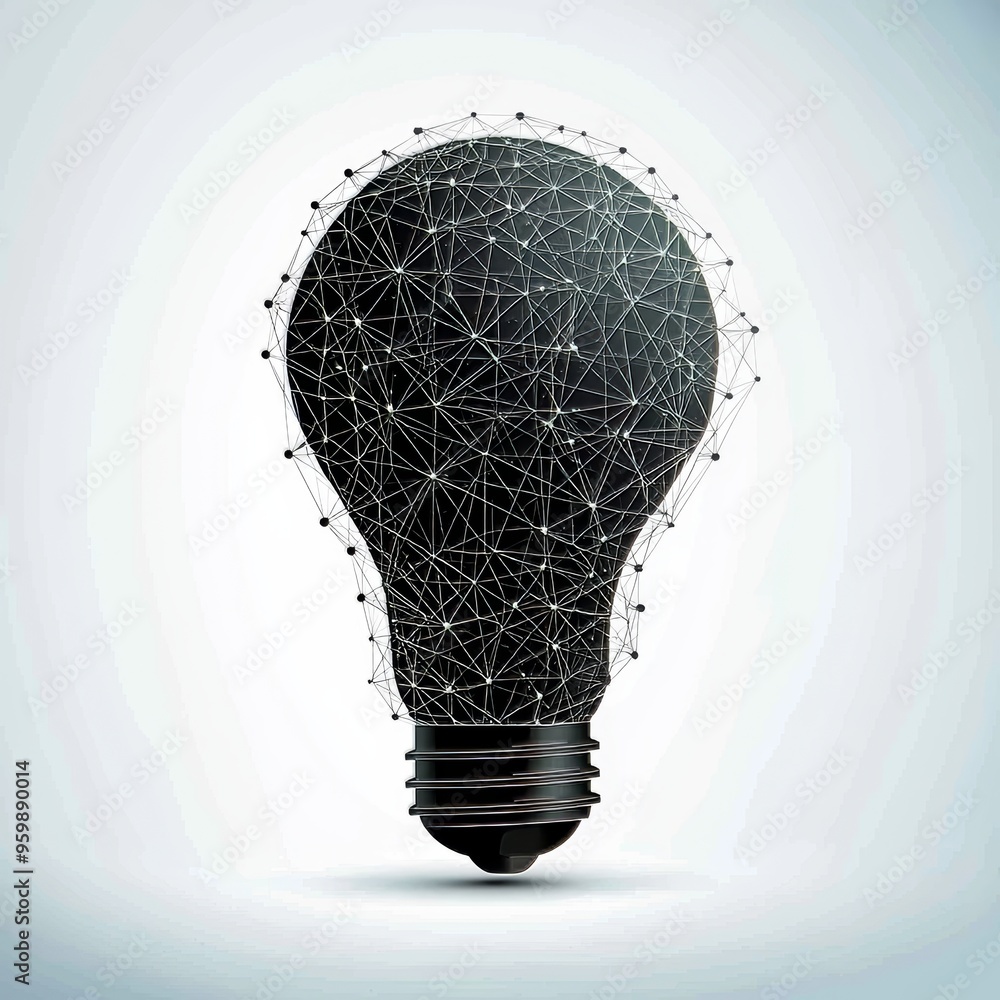 Poster low poly modern background with abstract lamp bulb polygons. light connection structure. business co