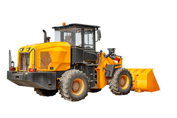A powerful loader skillfully clears debris at a bustling construction site, demonstrating the efficiency of heavy equipment on a bright, sunny day.