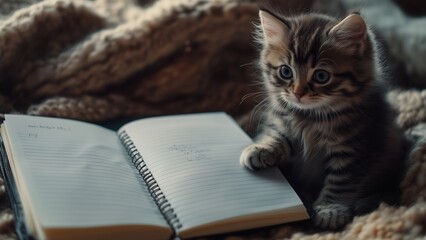 Playful kitten in 4K high resolution background with professional lighting, concept style.