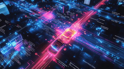 Obraz premium AI vehicle sensor digital path