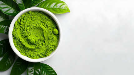 Obraz premium Explosive Matcha Tea Mockup With Flavored Powder