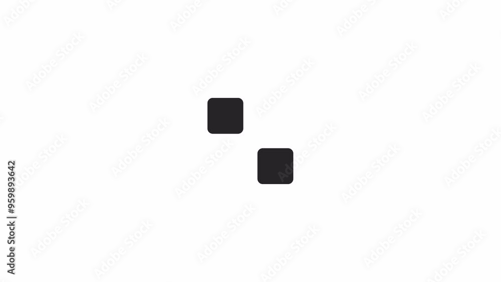 Poster rounded squares rotation loading animation black and white. technology upgrading animated element mo