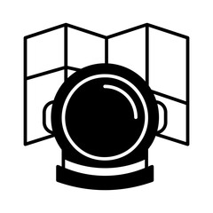 space helmet and map