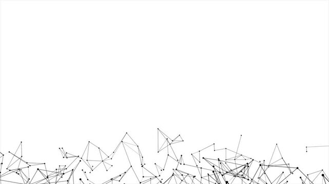 Abstract plexus on white background, black lines and dots geometric