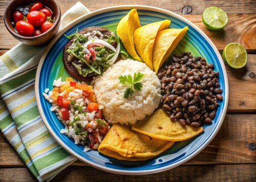 Savory nacatamal steams alongside crispy gallo pinto, creamy quesillo cheese stretches, and vibrant green vegetables