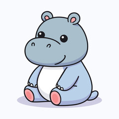 Fototapeta premium Cute hippo cartoon vector illustration in a flat style
