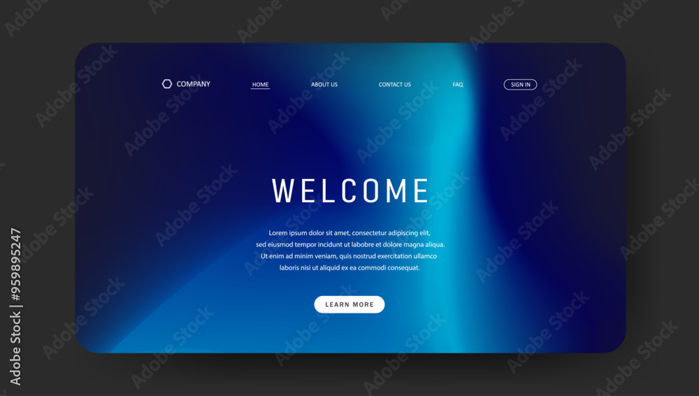 Poster futuristic design of landing page. abstract gradient mesh website design