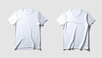 front and back white t-shirt mockup with white background