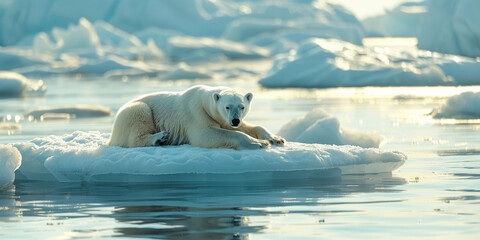 Hungry Polar Bear Swimming Melting Ice Polar Bear Endangered Animals
