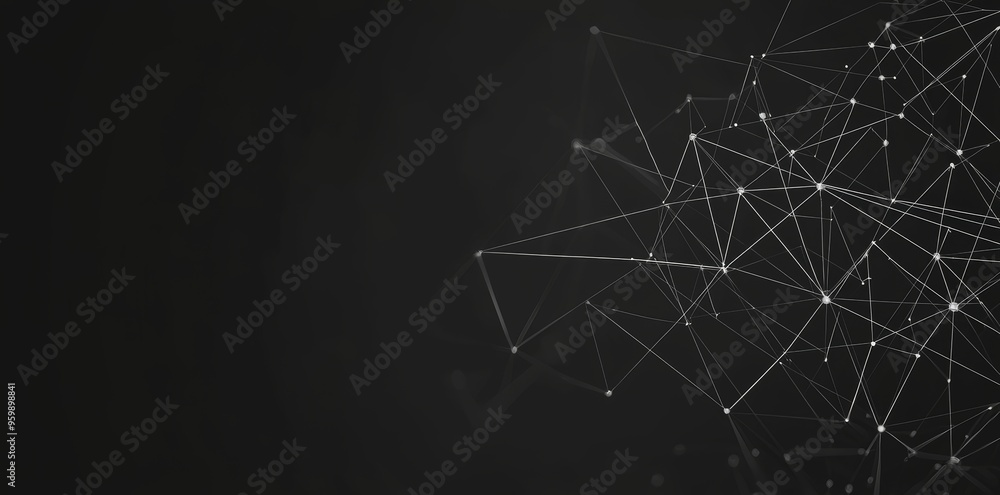 Poster this background features dots and lines connected by connecting lines and dots. the shape is low pol