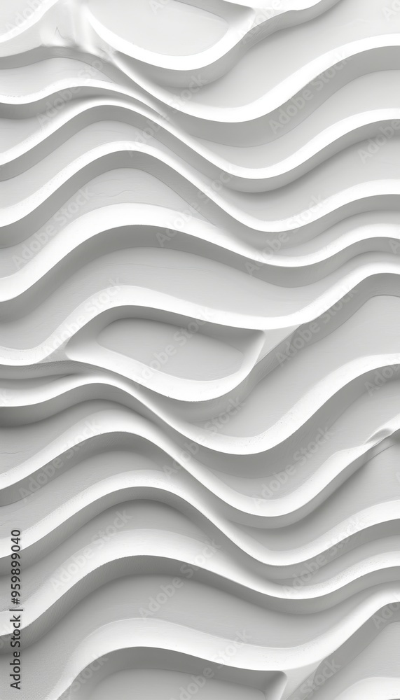 Poster abstract white wavy background. modern 3d rendered minimalist texture with a flowing pattern.