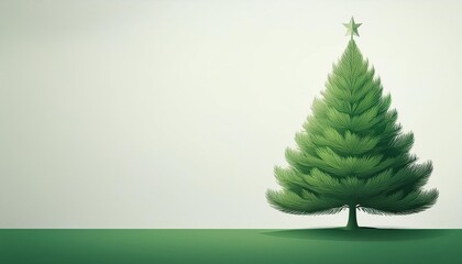 Green christmas tree with a star on top