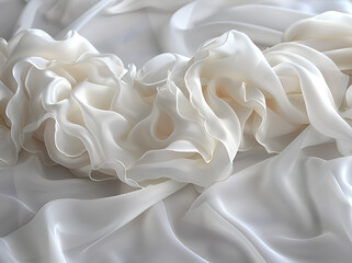 delicate layers of silky white fabric draped elegantly