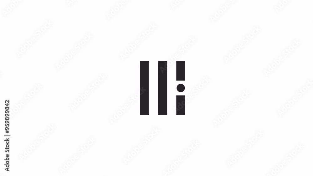 Poster dot moving through vertical bars loading animation black and white. data upgrade process animated el