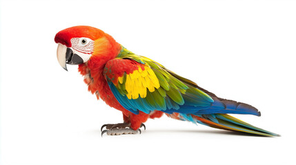 Obraz premium A minimalistic image featuring a bird in sharp focus against a clean white background. Ideal for projects that require simplicity and attention to nature, wildlife, or flight themes.