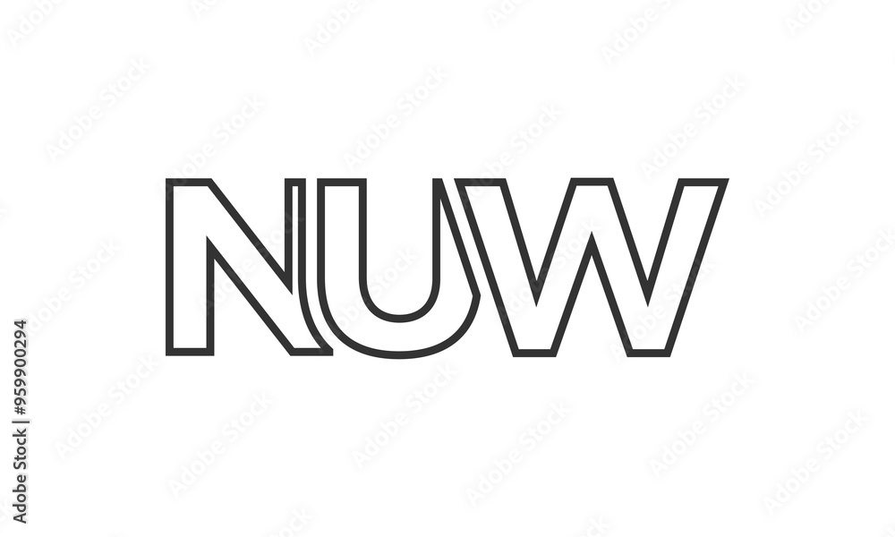 Poster nuw logo design template with strong and modern bold text. initial based vector logotype featuring s