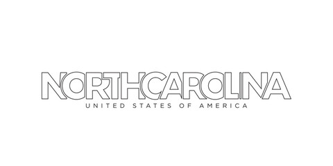 North Carolina, USA typography slogan design. America logo with graphic city lettering for print and web.