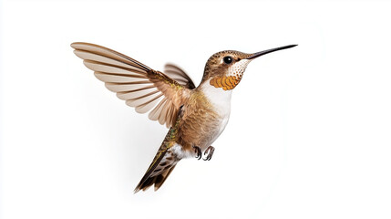 Fototapeta premium A minimalistic image featuring a bird in sharp focus against a clean white background. Ideal for projects that require simplicity and attention to nature, wildlife, or flight themes.
