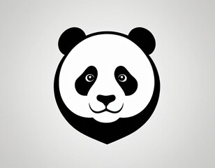 Fototapeta premium Panda head silhouette logo design. icon in black and white color. Ai generated image.