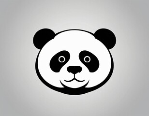 Fototapeta premium Panda head silhouette logo design. icon in black and white color. Ai generated image.