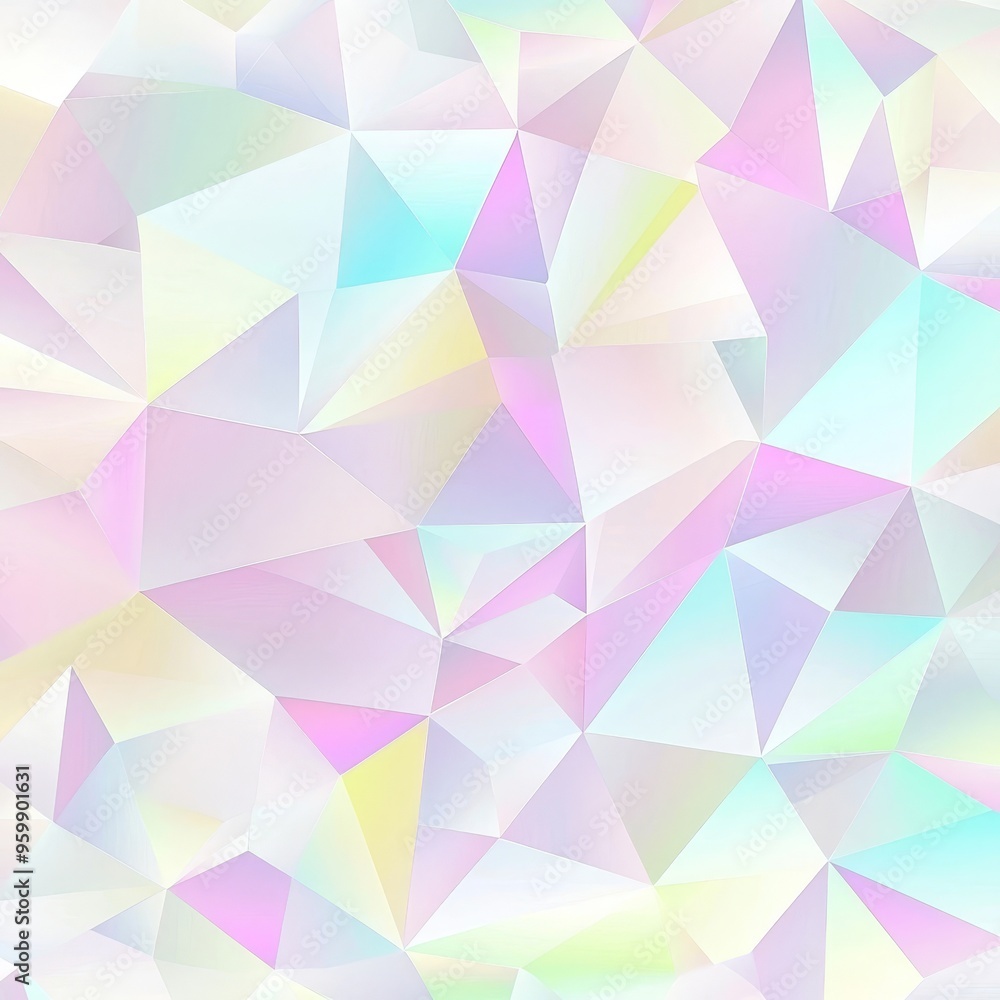 Poster a colorful holographic triangle design with a modern pattern on a dark abstract triangle background.