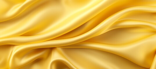 Fototapeta premium Beautiful golden silk fabric draped elegantly on a table during a bright afternoon