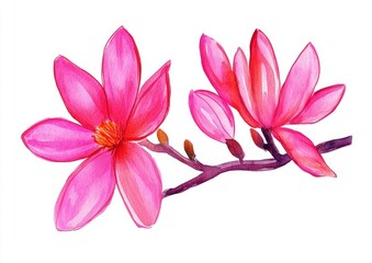 Illustration of a seamless magnolia pattern painted in watercolor