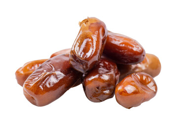 Pile dry dates isolated on white background, sweet fruit