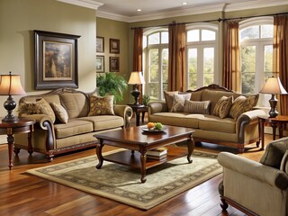 Elegance and comfort combine in luxurious living room furniture sets, boasting plush chambers in trendy styles and