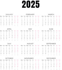 calendar for 2025
