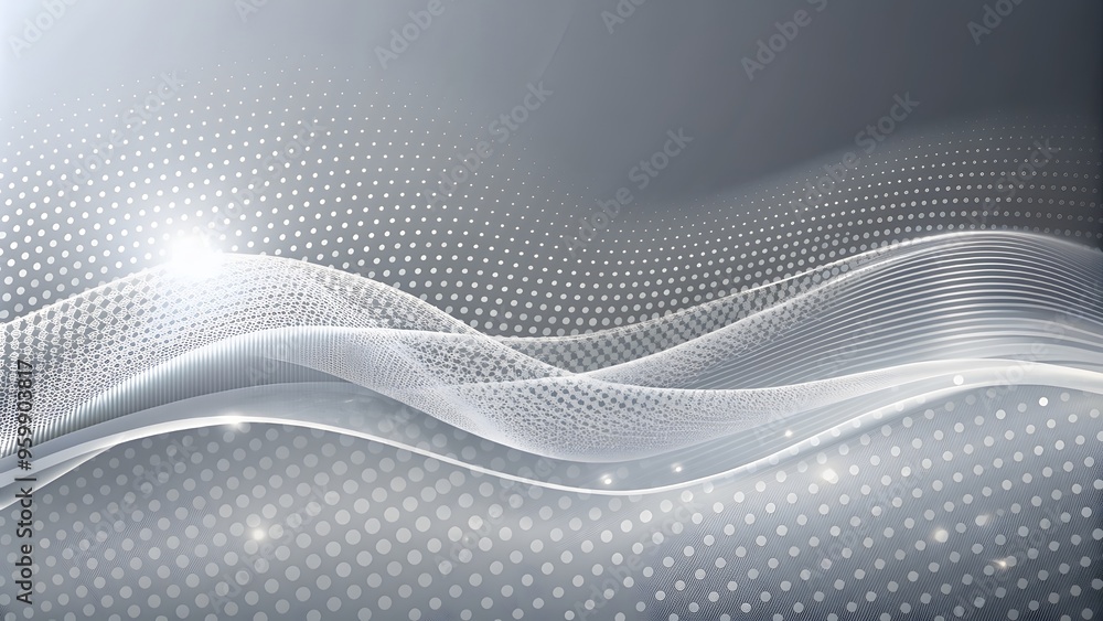 Poster abstract grey pattern and background poster with dynamic waves. technology particle mist network cyb