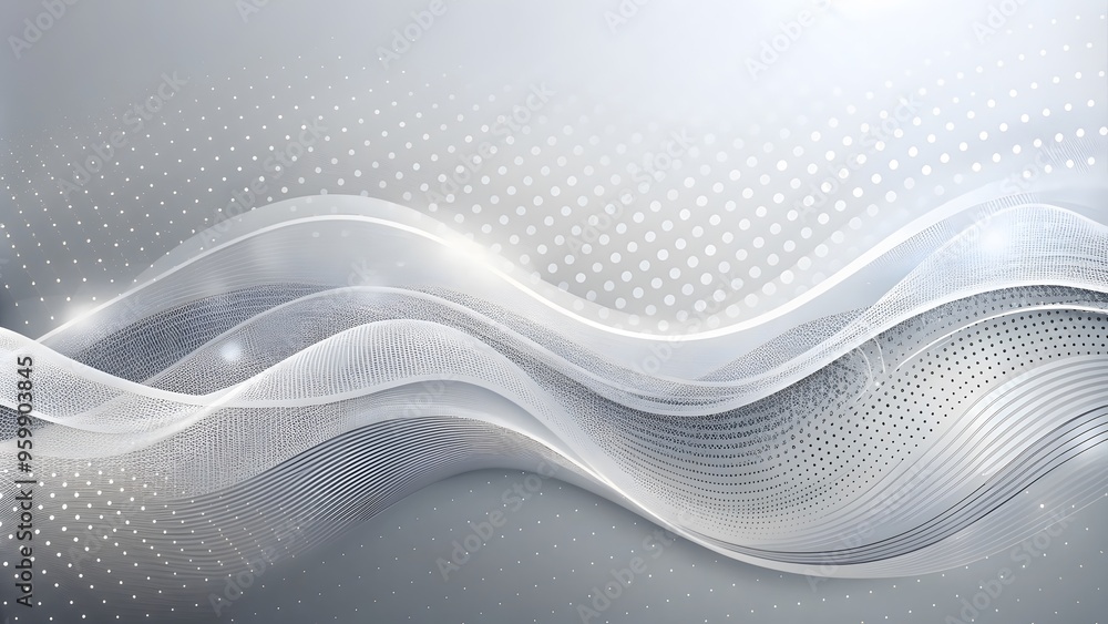 Poster abstract grey pattern and background poster with dynamic waves. technology particle mist network cyb