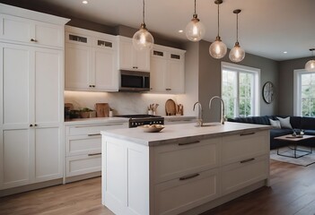 Modern kitchen in new construction home with island