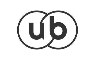 Obraz premium UB business company emblem with outline rounds and letters u b. Logo template of two merged circles for brand identity, logotype. Vector Infinity symbol