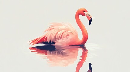 Fototapeta premium Cartoonized Flamingo - Graceful and Elegant Sitting Still in Vibrant Colors