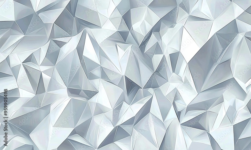 Poster the background has an abstract gray color and low poly textures of triangles in red